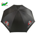 Impressões de logotipos promocionais personalizados com marca de alça de madeira lisa guarda-chuvas pretos, guarda-sol grande à prova d&#39;água